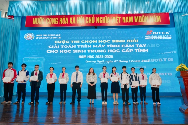 DANH SÁCH HỌC SINH ĐẠT GIẢI KỲ THI HỌC SINH GIỎI GIẢI TOÁN TRÊN MÁY TÍNH CẦM TAY TỈNH QUẢNG NGÃI NĂM HỌC 2025 - 2026